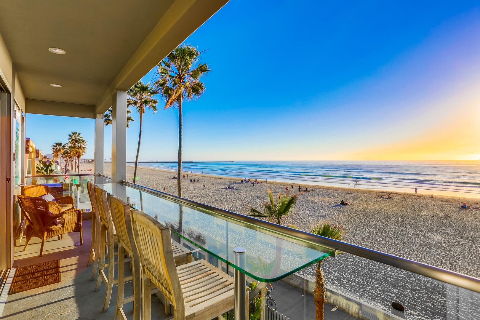 This beachfront balcony offers stunning coastal views