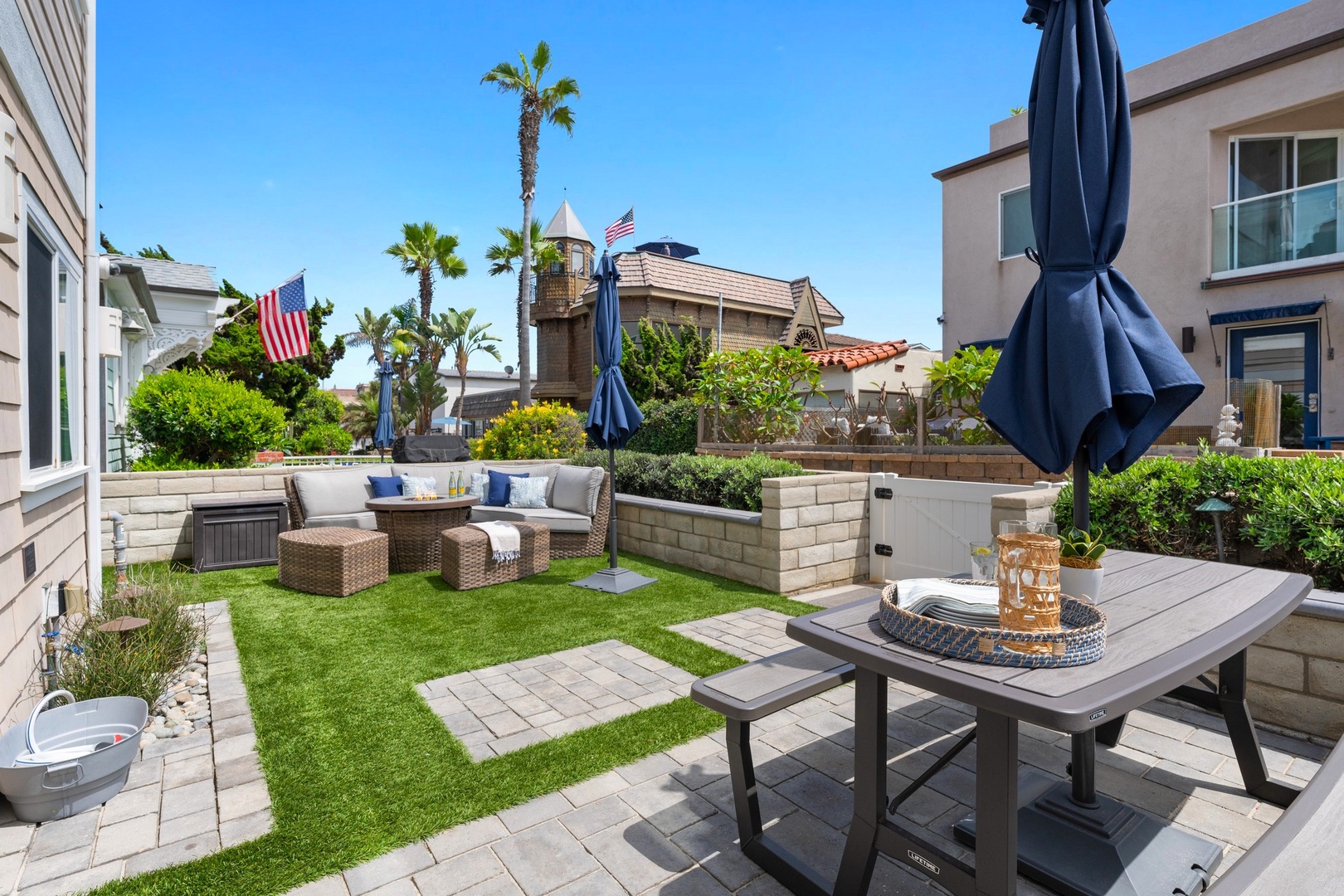 Sunny front courtyard