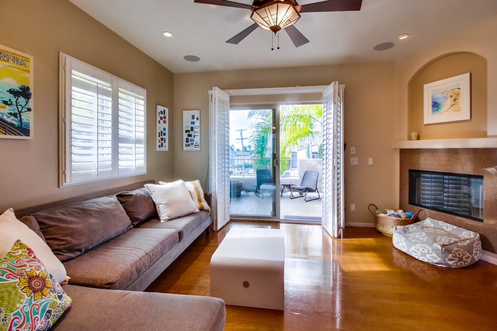 Living area with fireplace