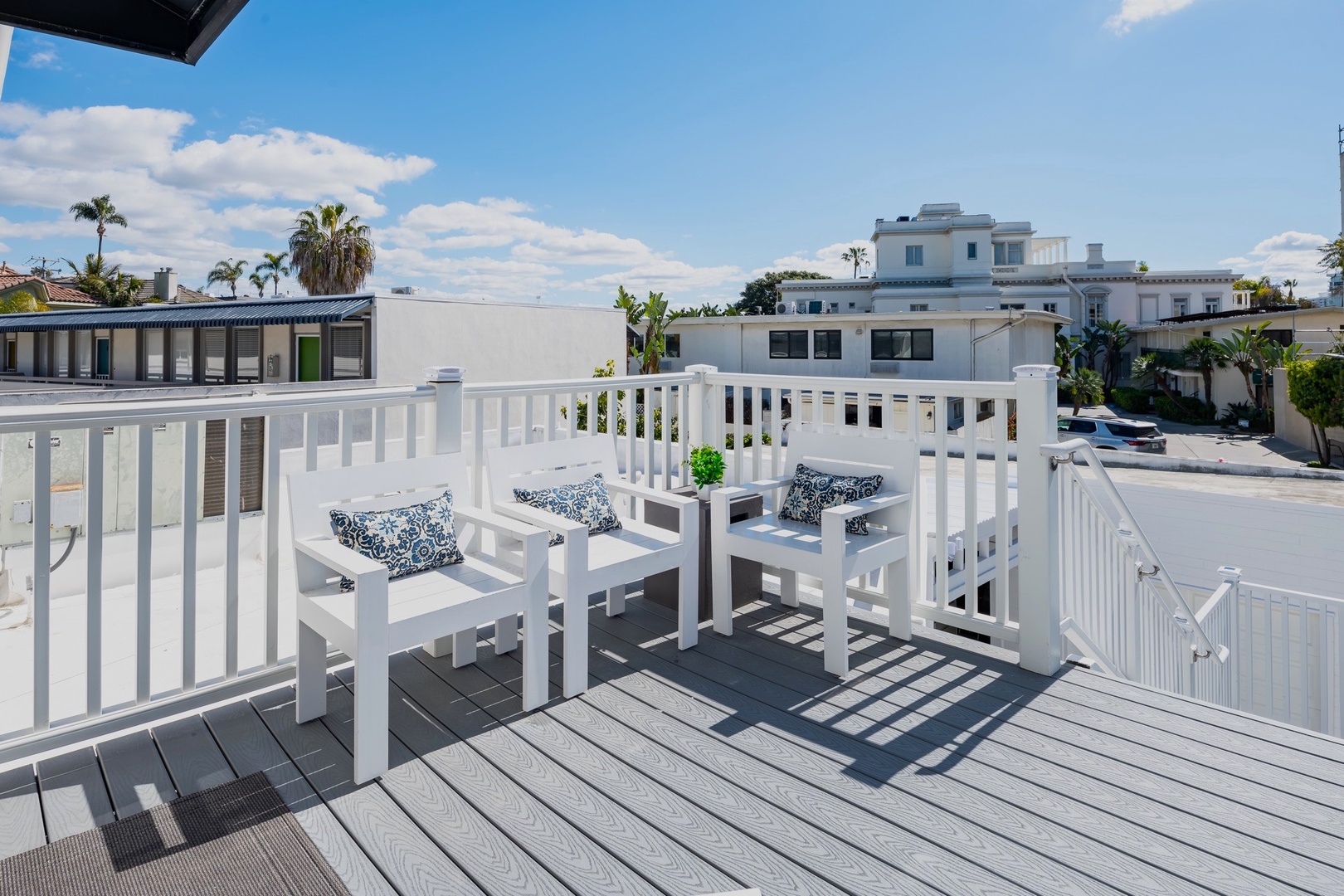 Upstairs deck in front of the villa entry