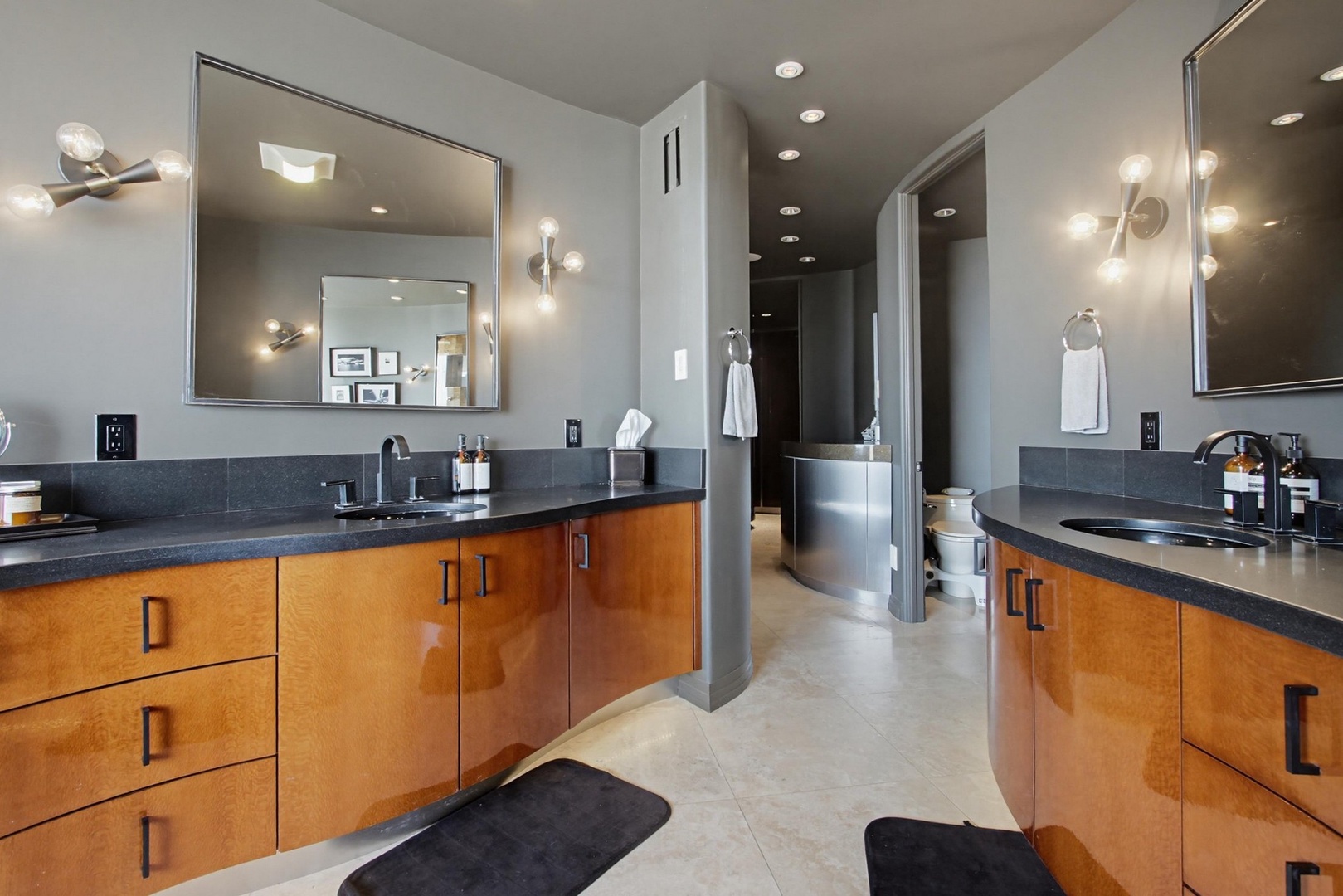 Spacious ensuite bathroom with dual vanities