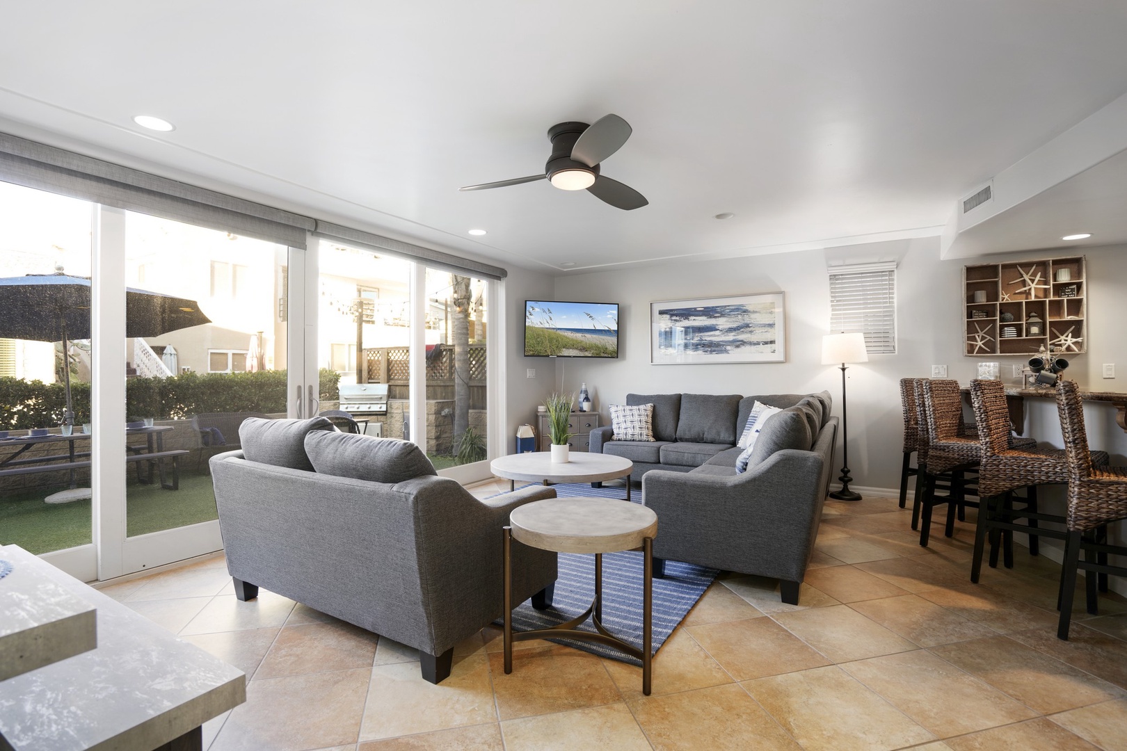 Living room opens to the front patio