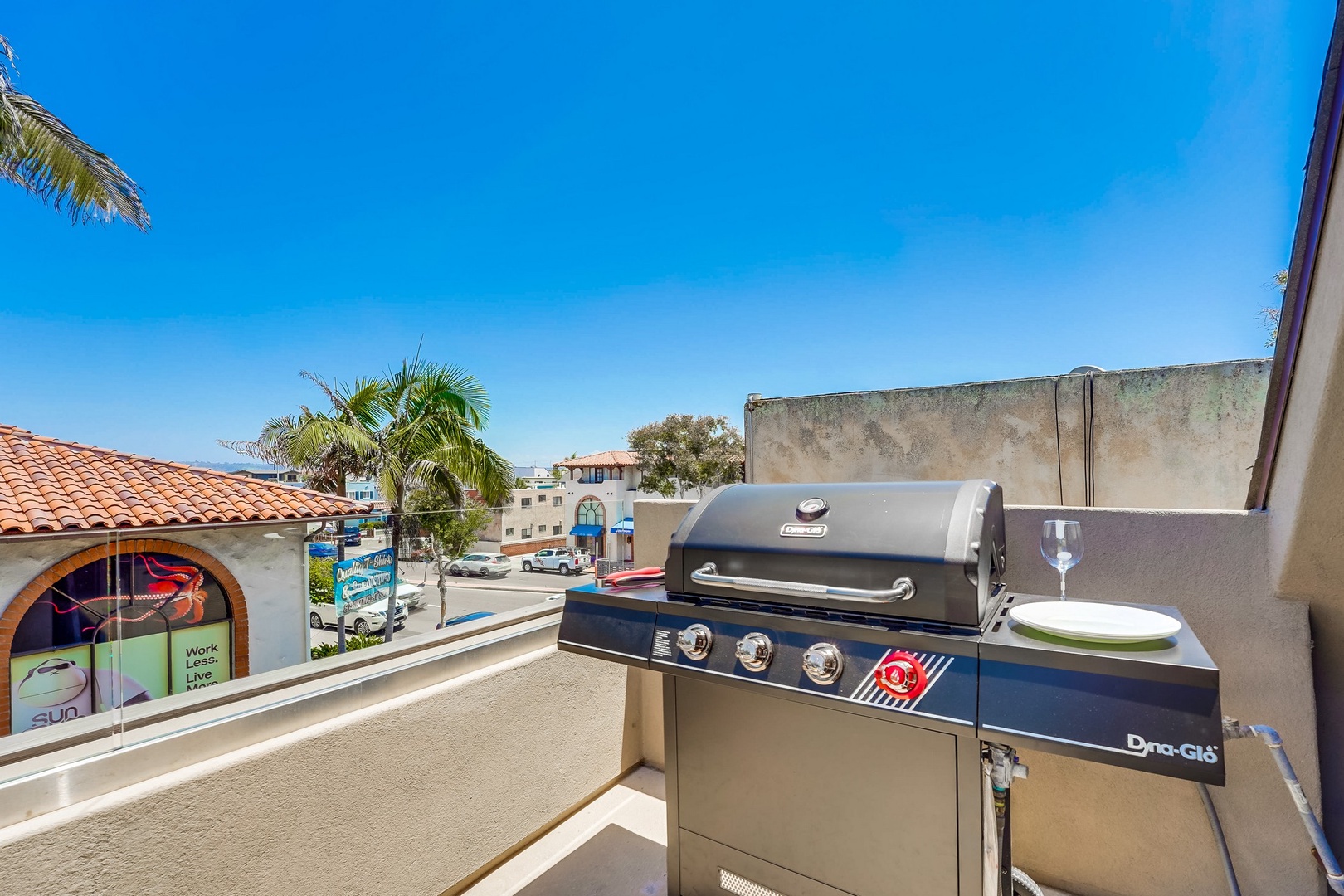Balcony off of living room with bar-b-que
