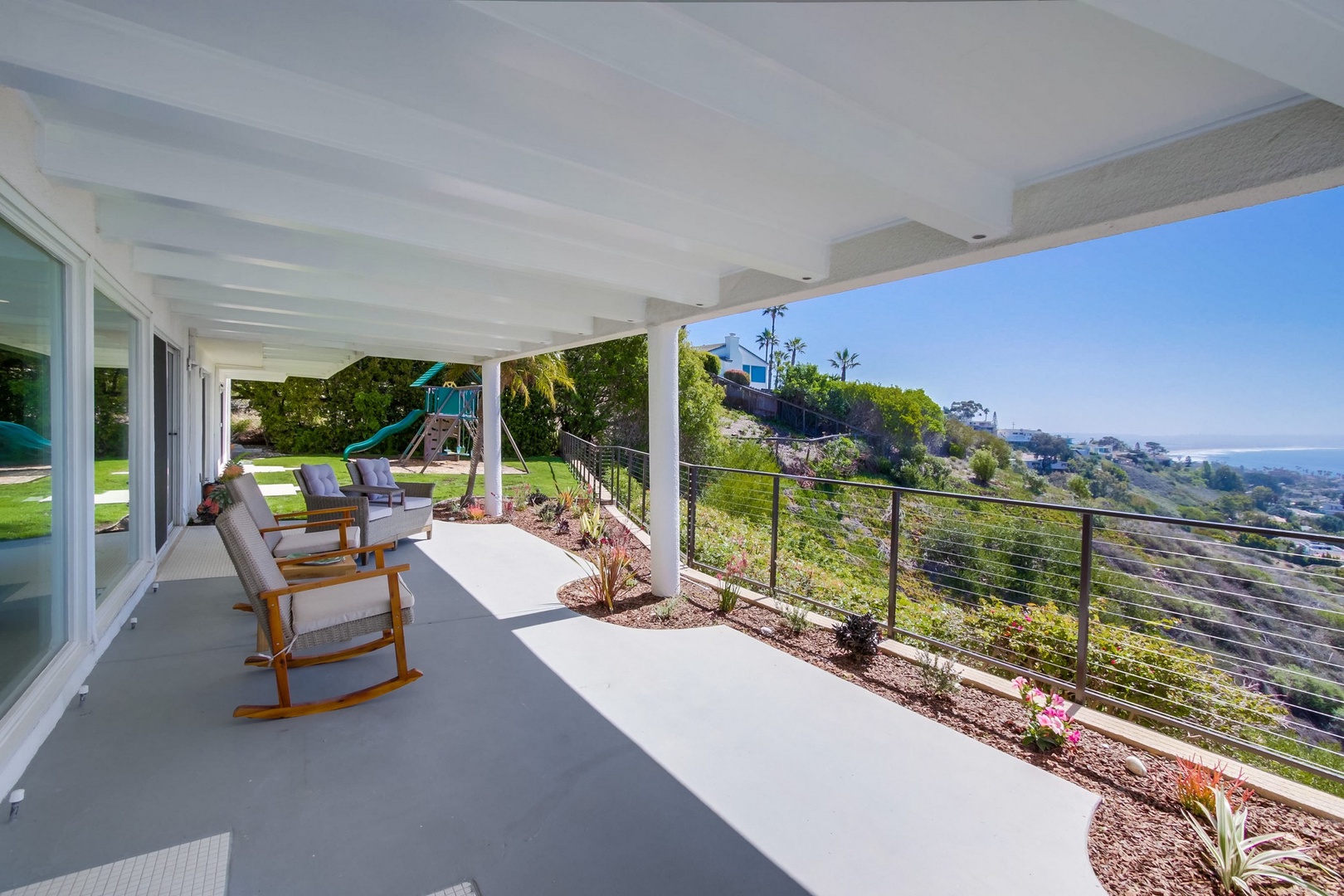 Pool level covered patio