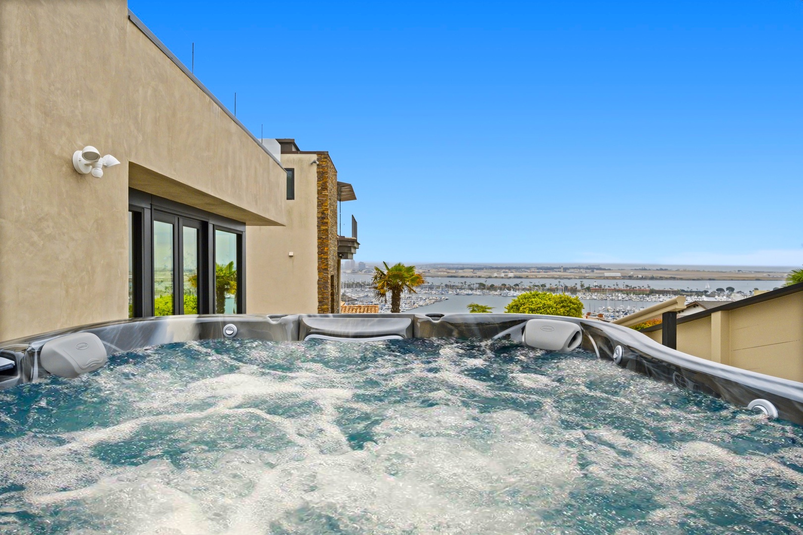 Hot tub with bay and ocean views