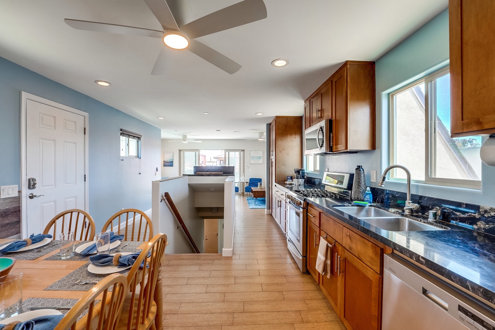 Kitchen looking towards living area