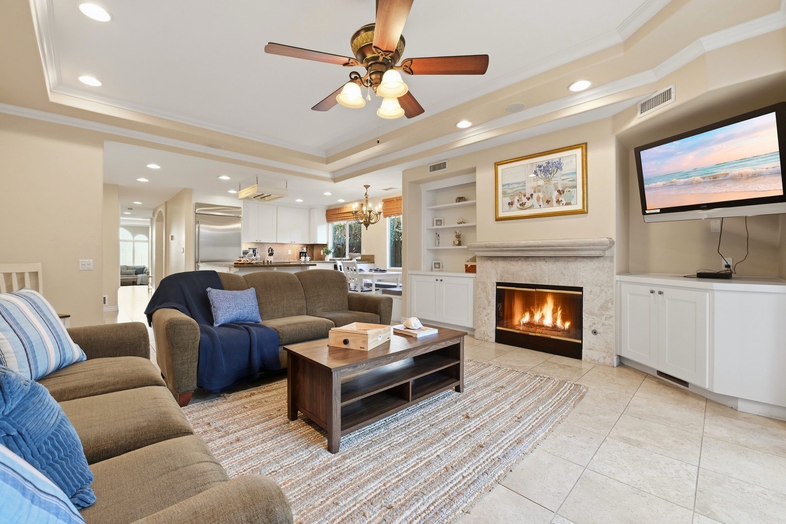 Family Room with TV and Fireplace
