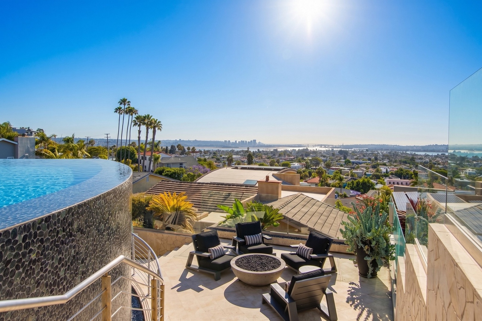 Fire pit with views to downtown San Diego