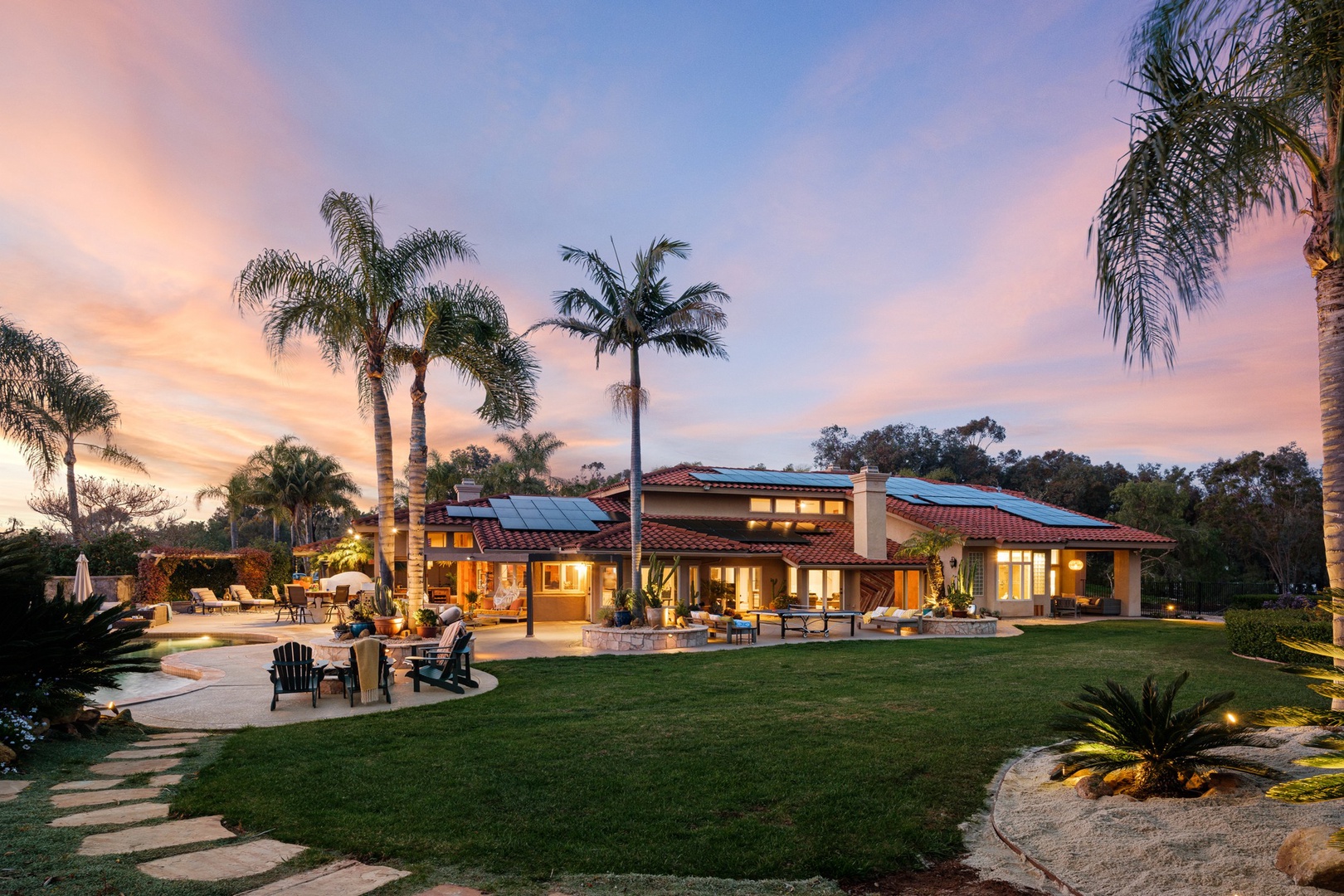 Expansive lawn with outdoor games