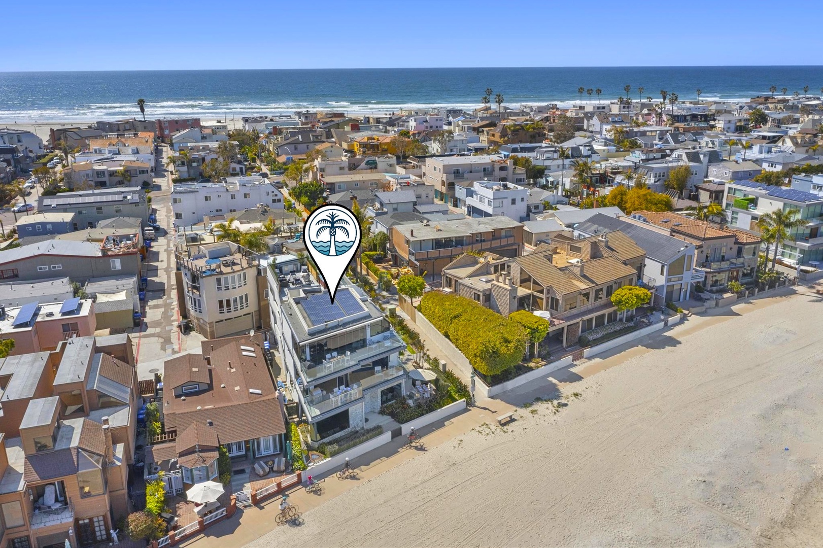 The ocean is just across the strand