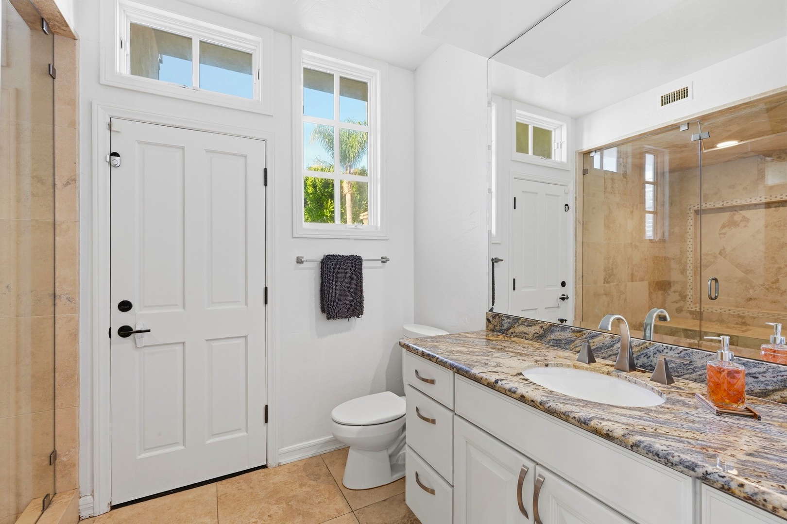 Bathroom with pool deck access