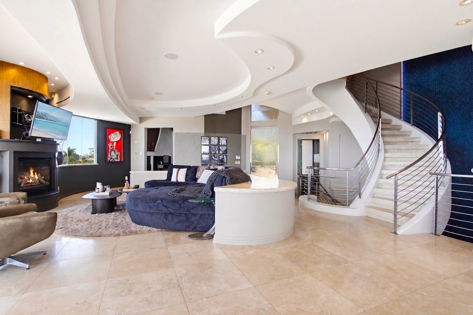 Luxurious open-concept living area