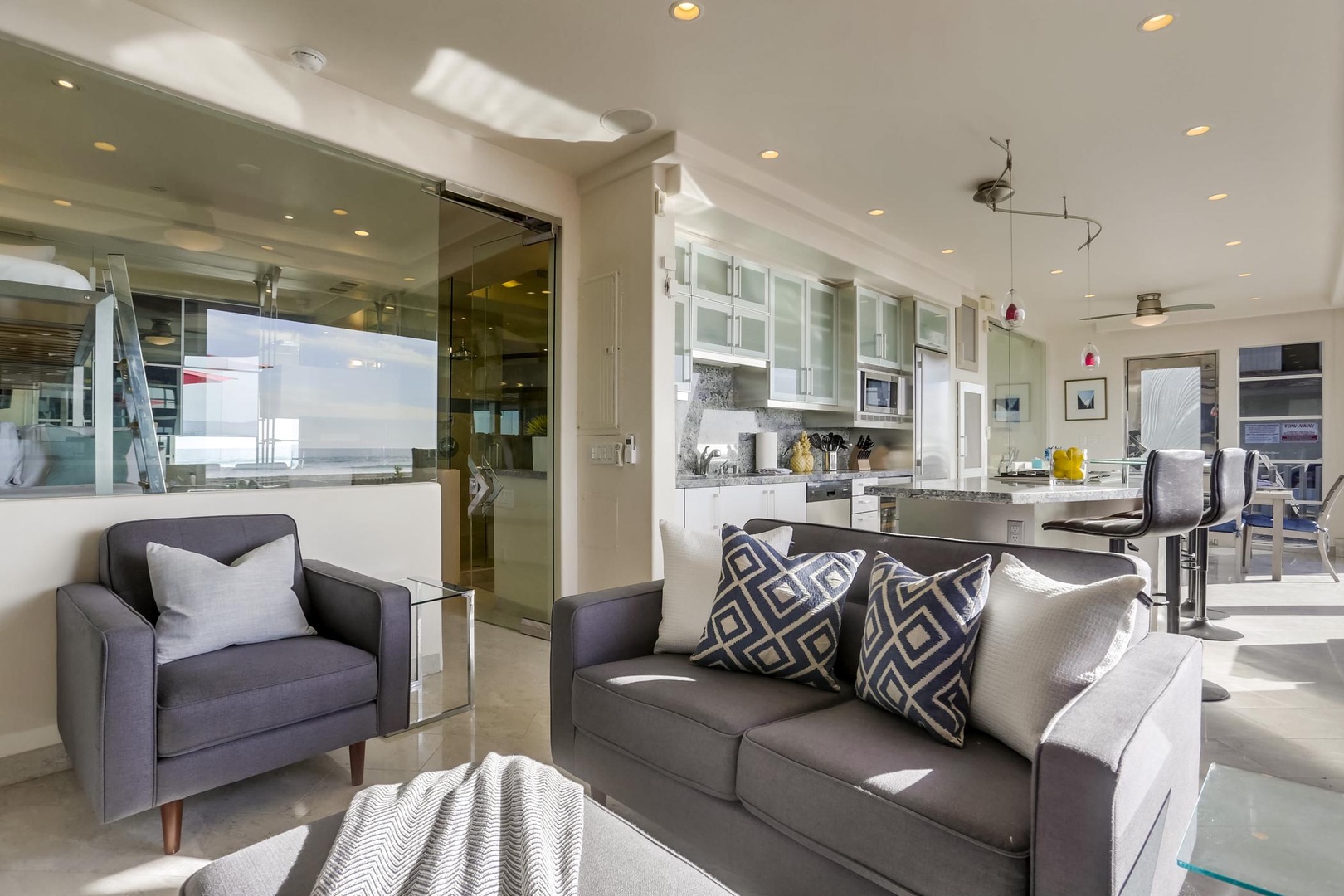 Living area towards kitchen view