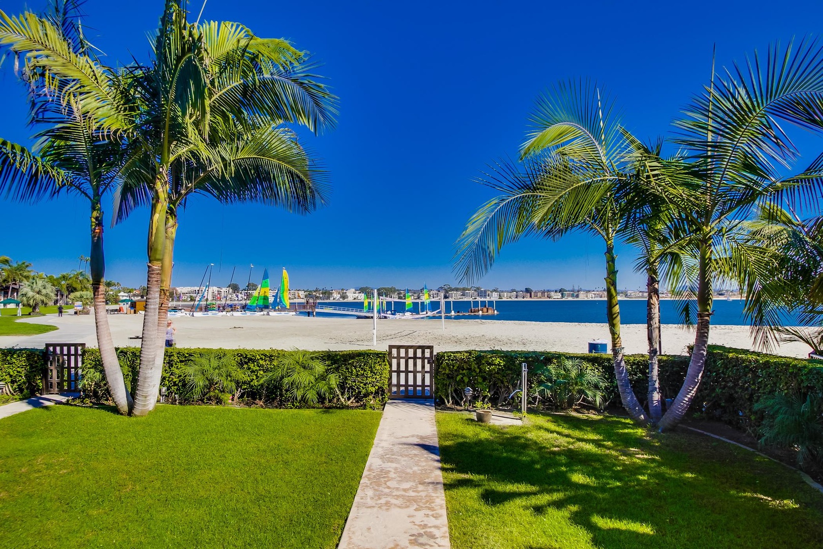 Grass yard and bay views