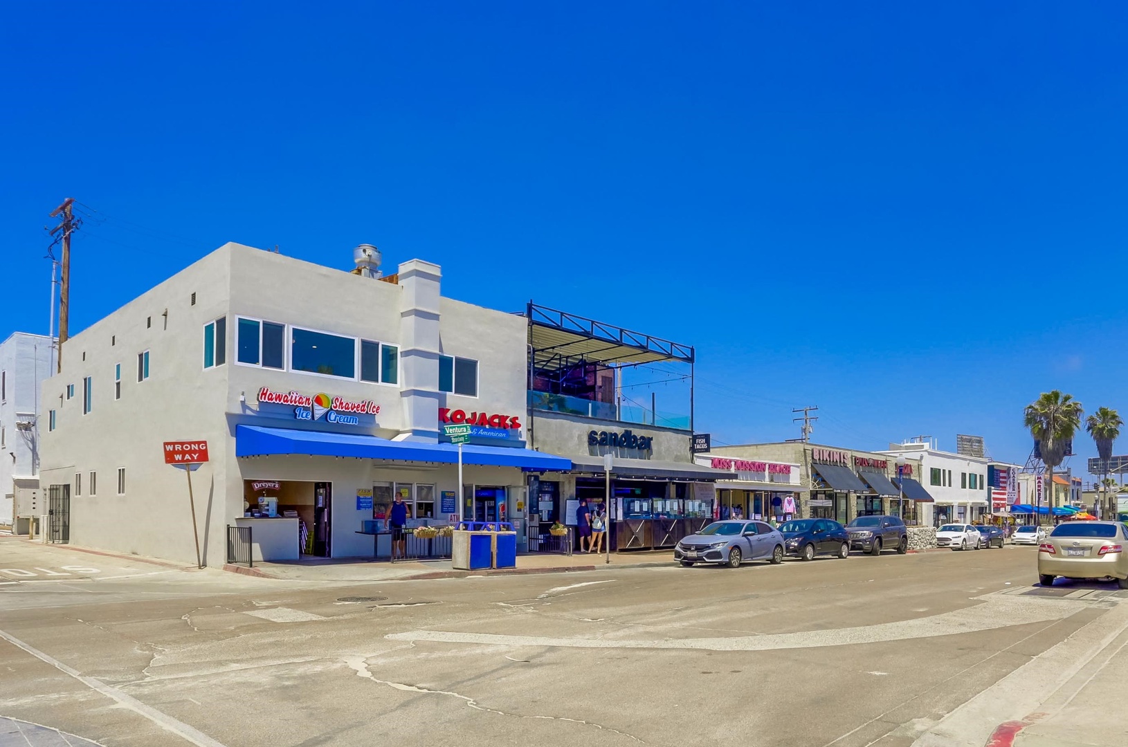 Beach shops and eateries next door