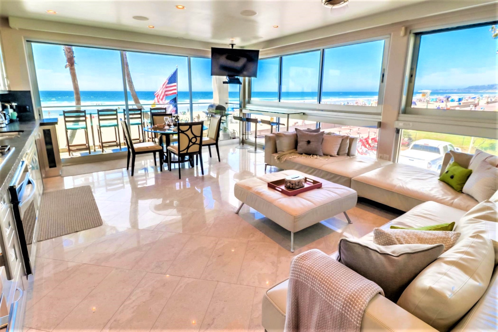 Walls of ocean view windows