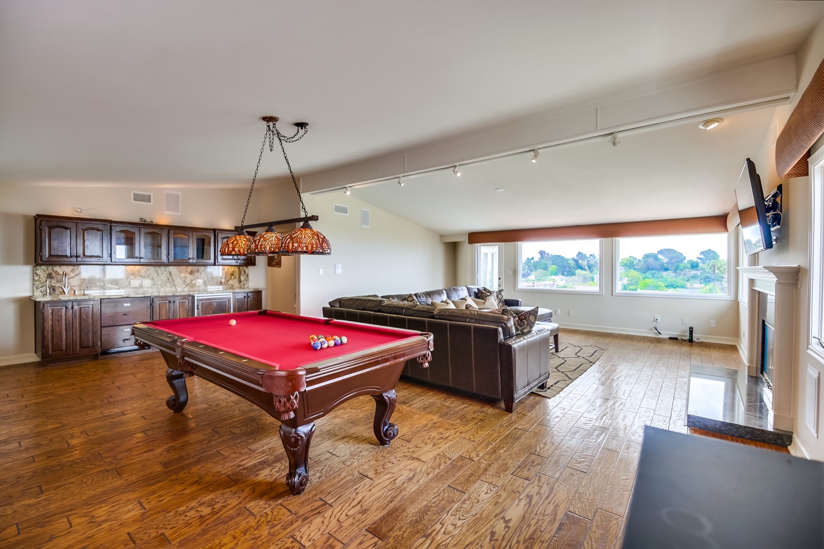 Game room with pool table