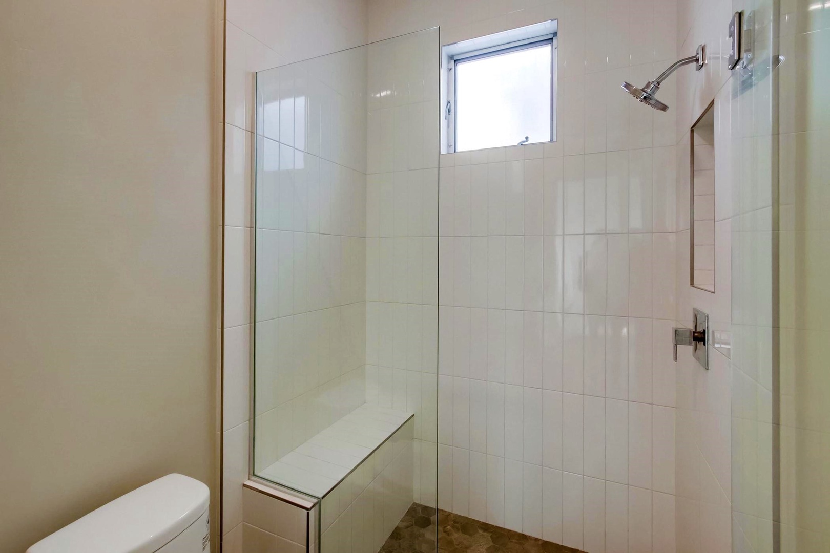 Walk-in shower in 2nd level bath