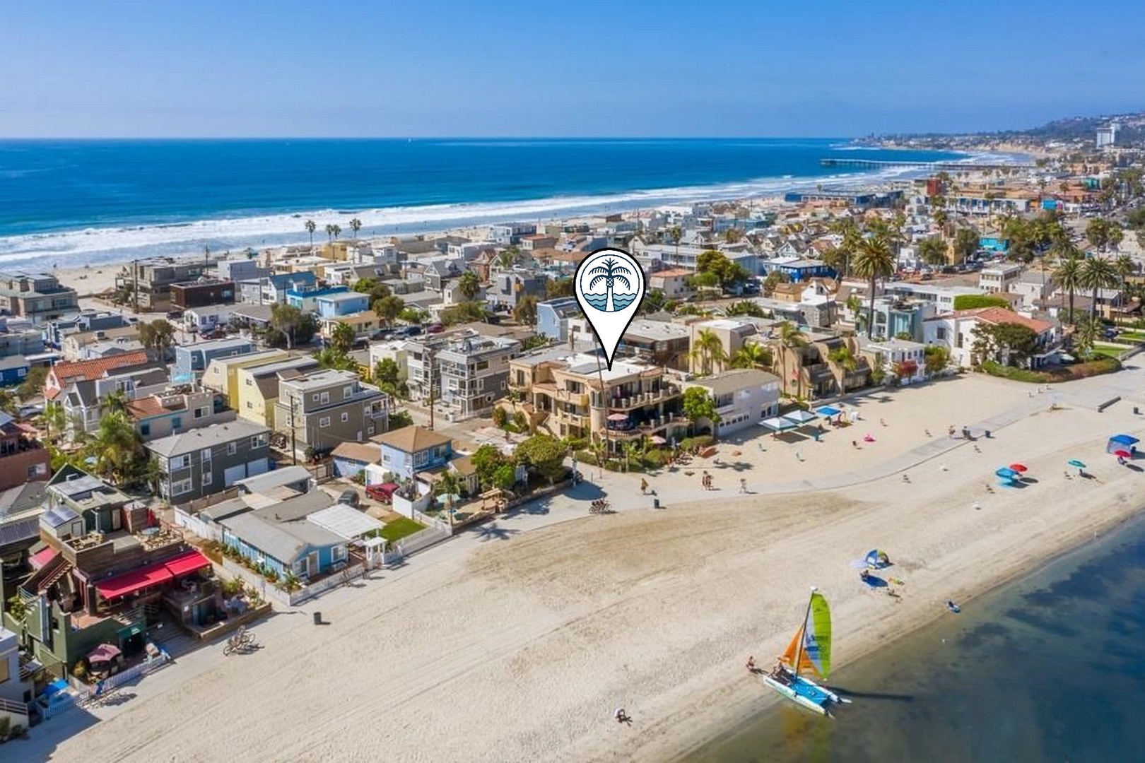 Beachfront location on Mission Bay and close to the ocean.