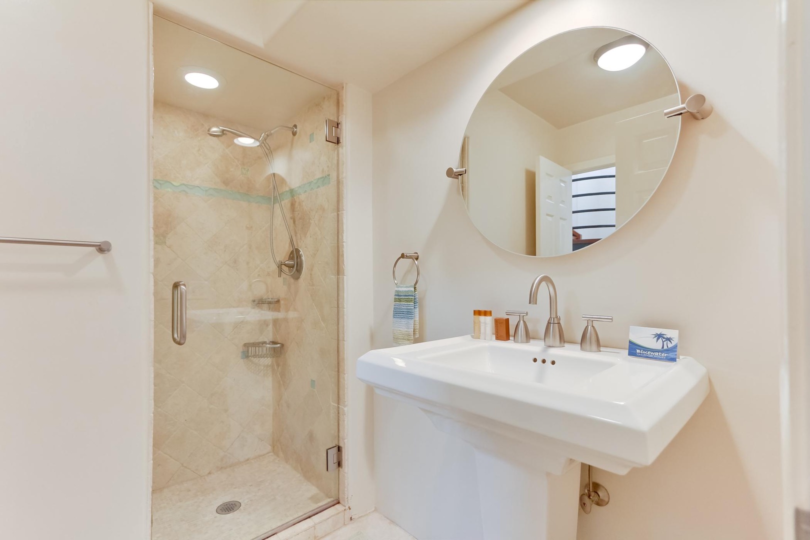 Lower level bathroom with shower