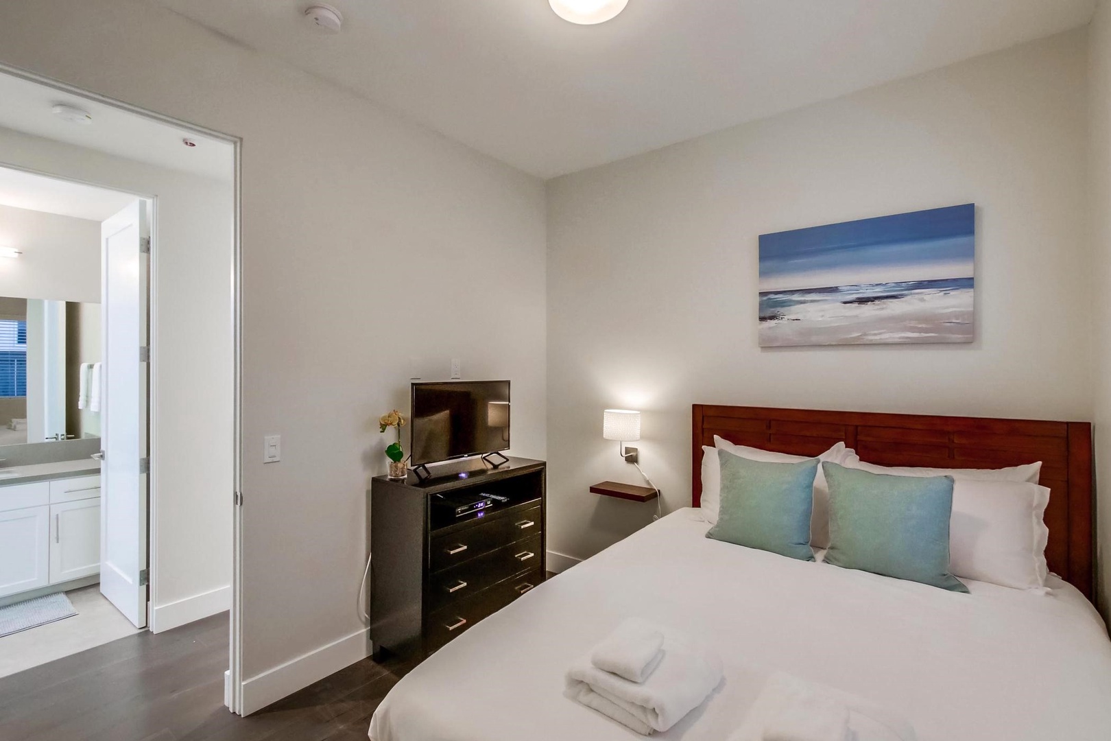 Adjacent to hall bathroom