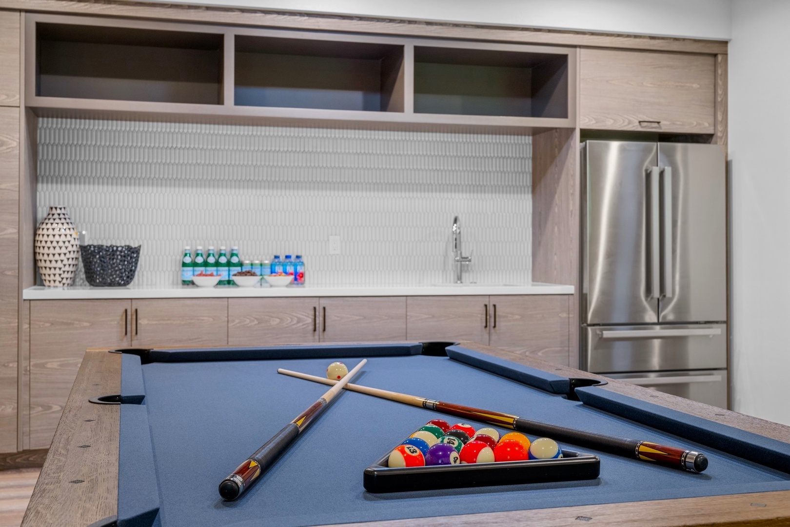 Pool table and wet bar