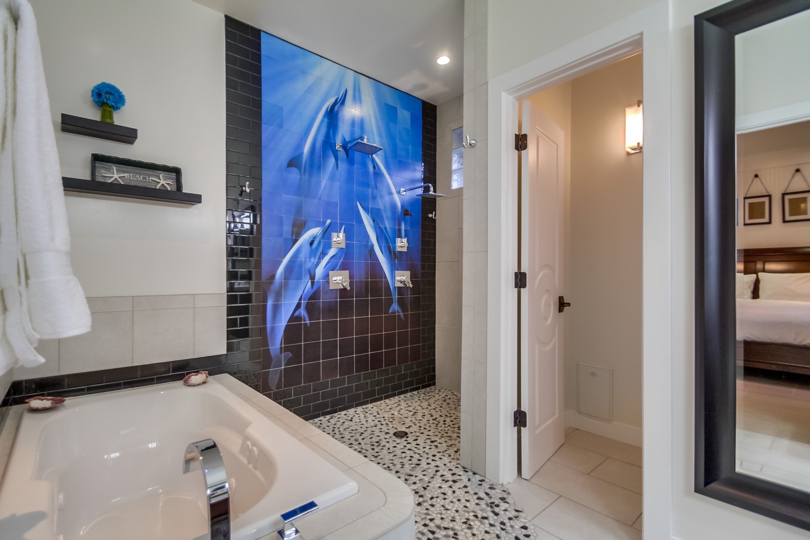 Primary bathroom with open air walk-in shower