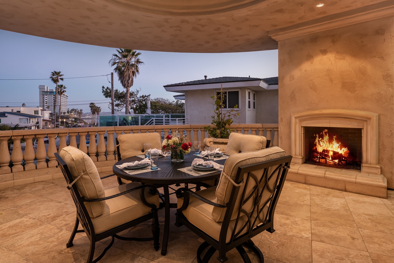 Outdoor terrace with dining table