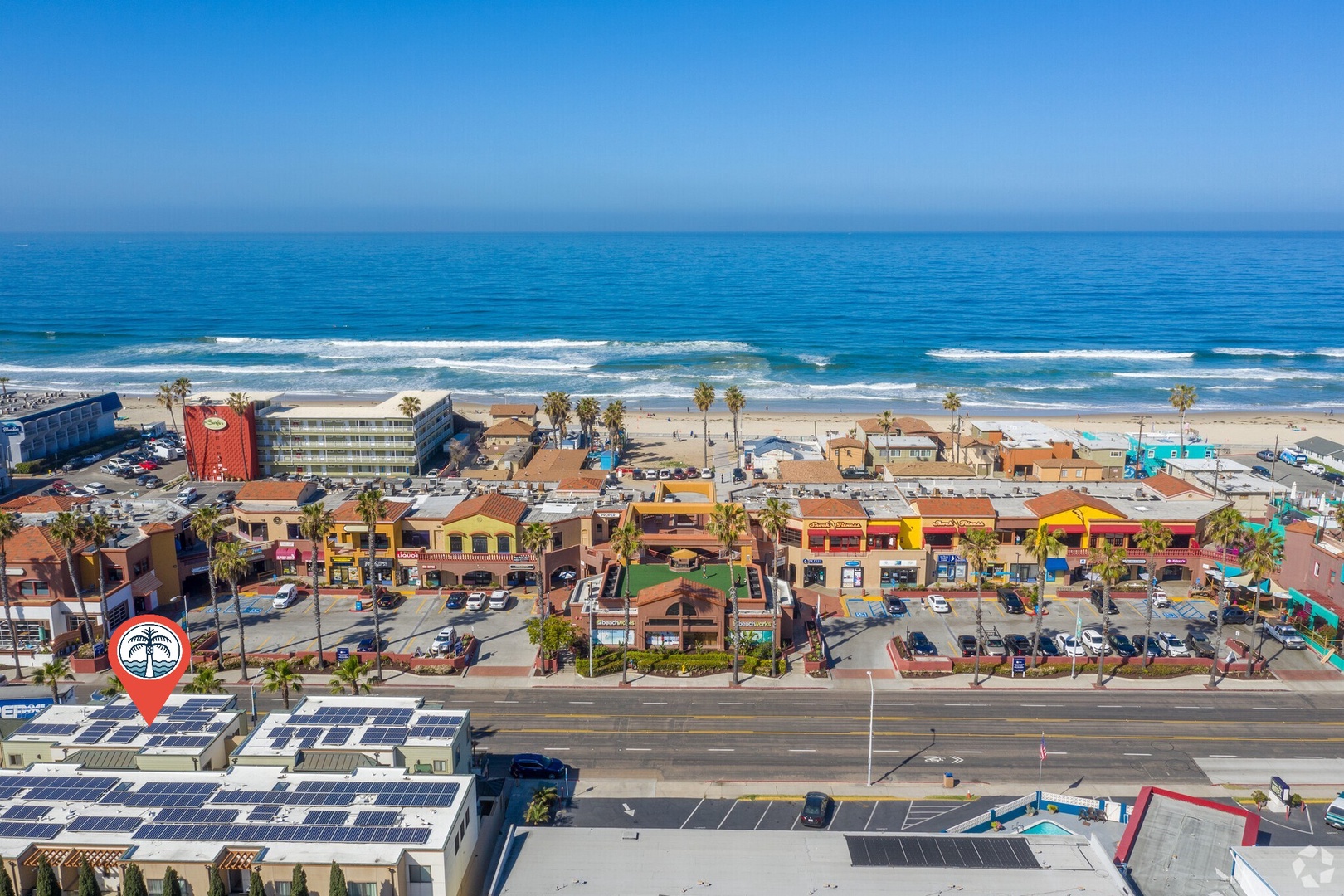 Across to shops and restaurants