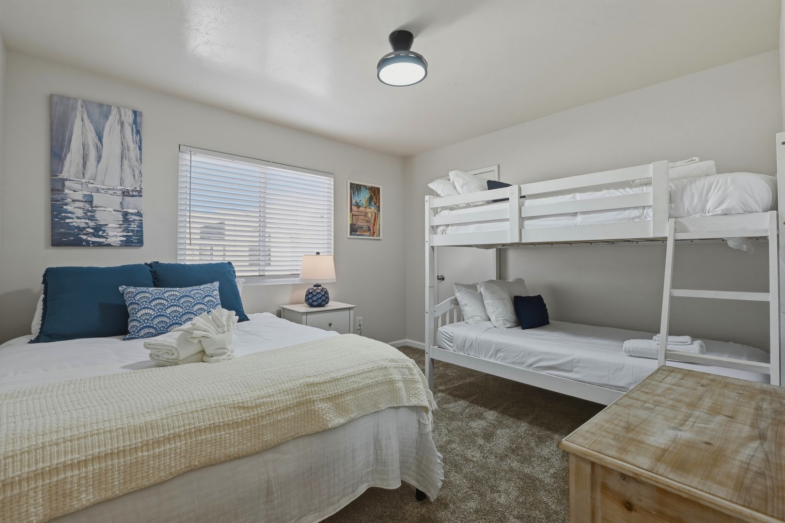 Bedroom 2 Queen bed & twin bunk bed