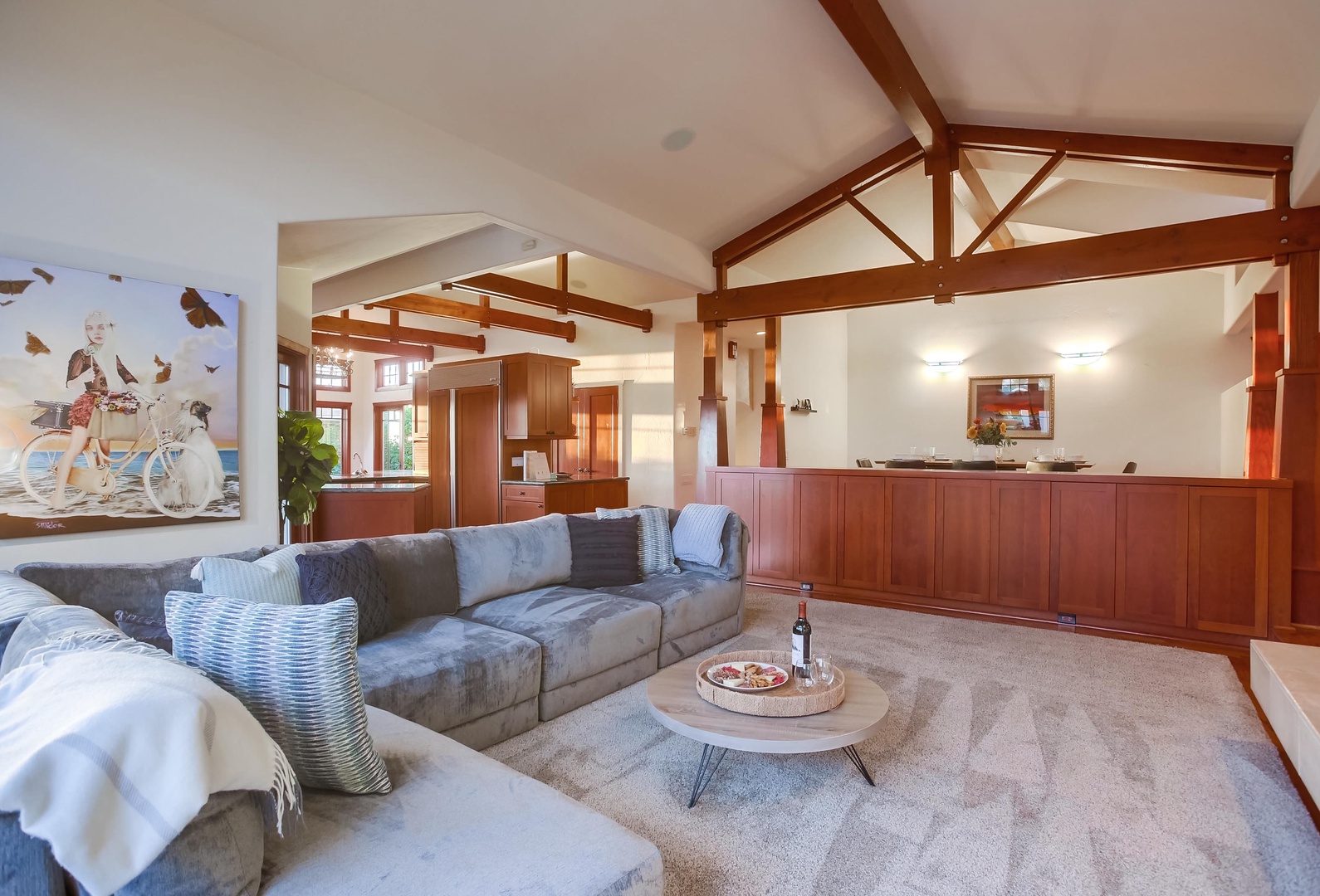 Looking towards the dining and kitchen