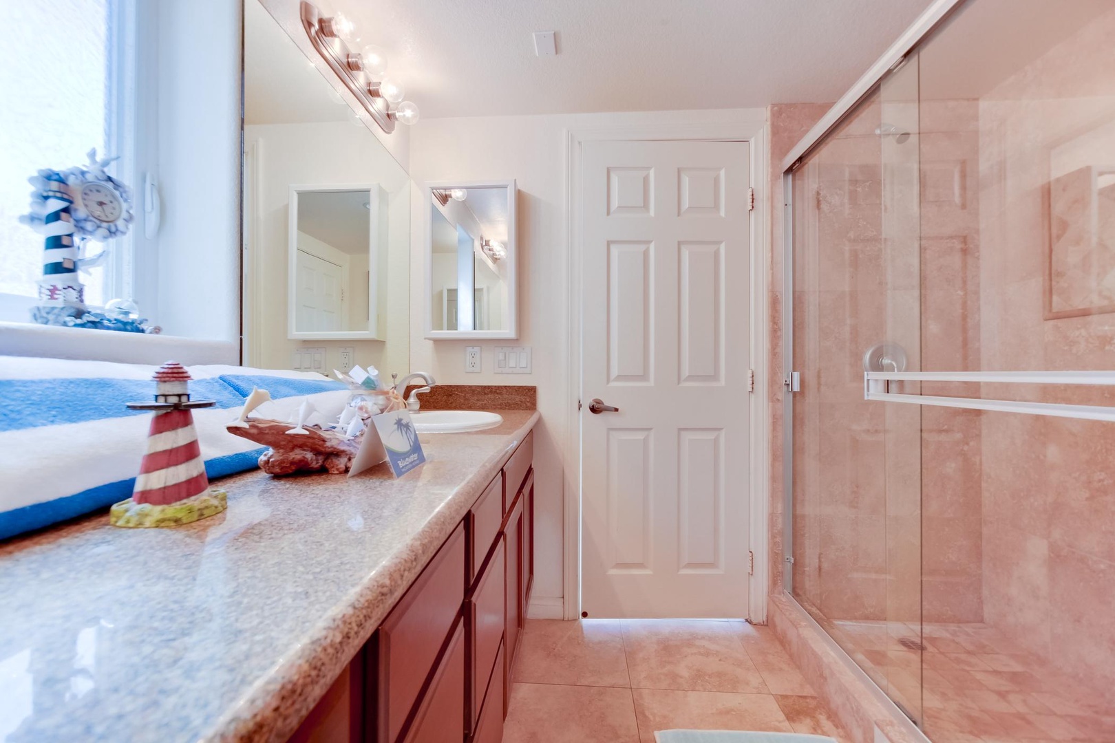 Walk-in shower in primary bathroom