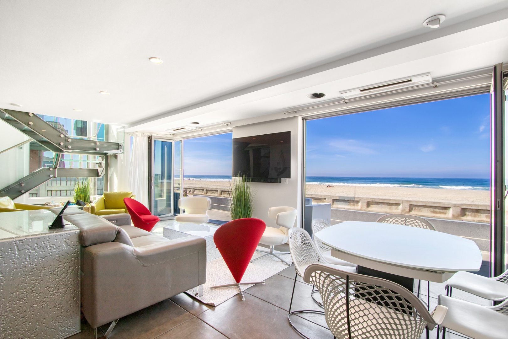 Living area with beach views