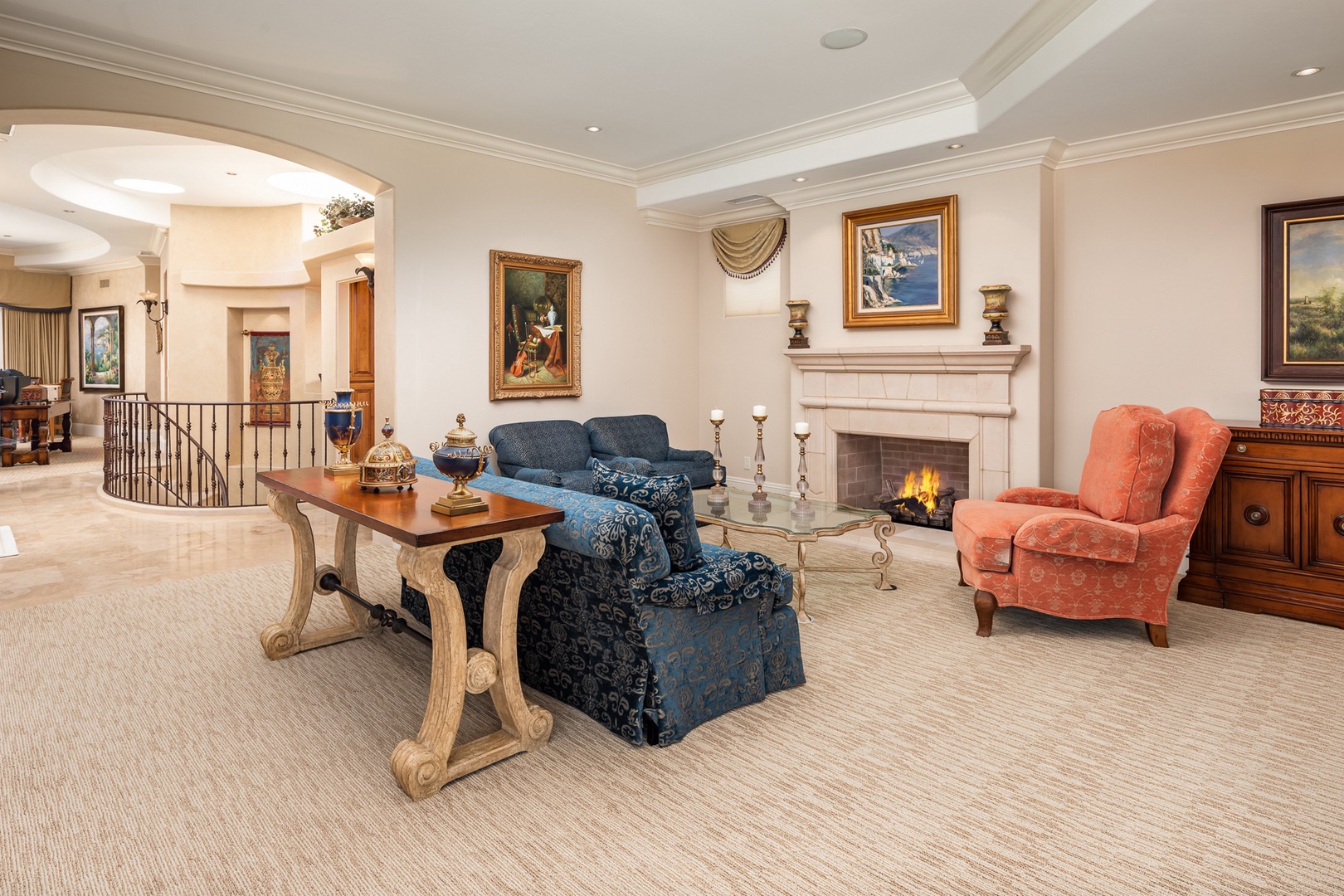 Formal living room with fireplace