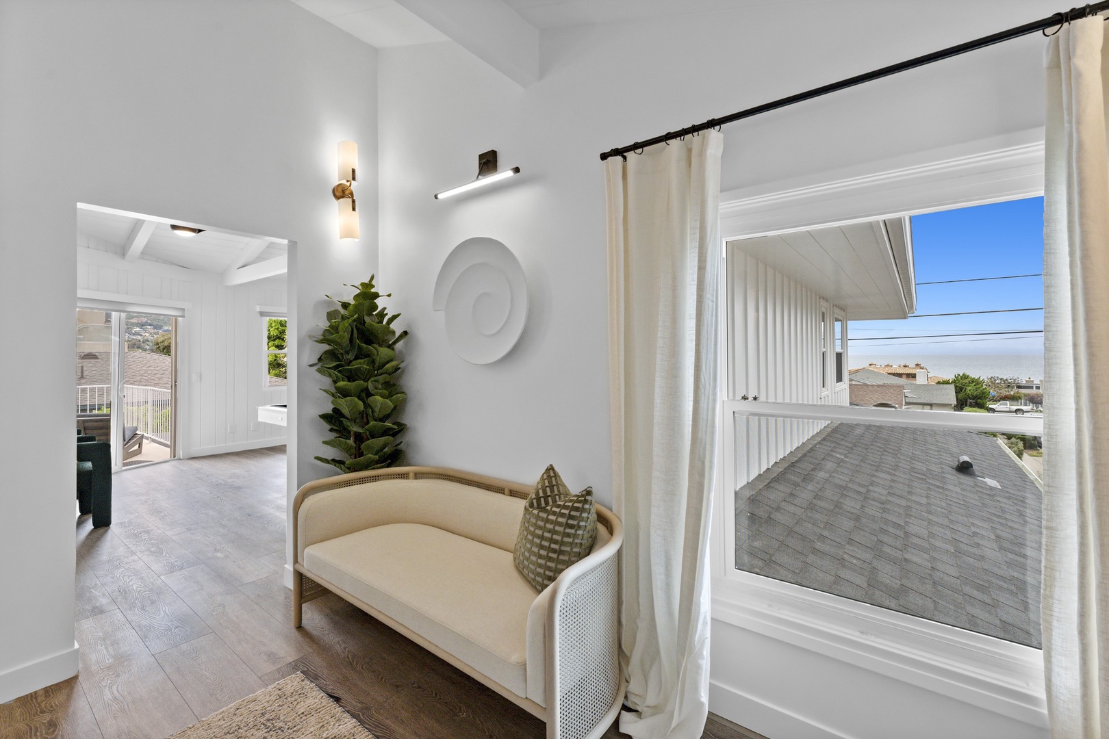 Tranquil sitting space on upper level