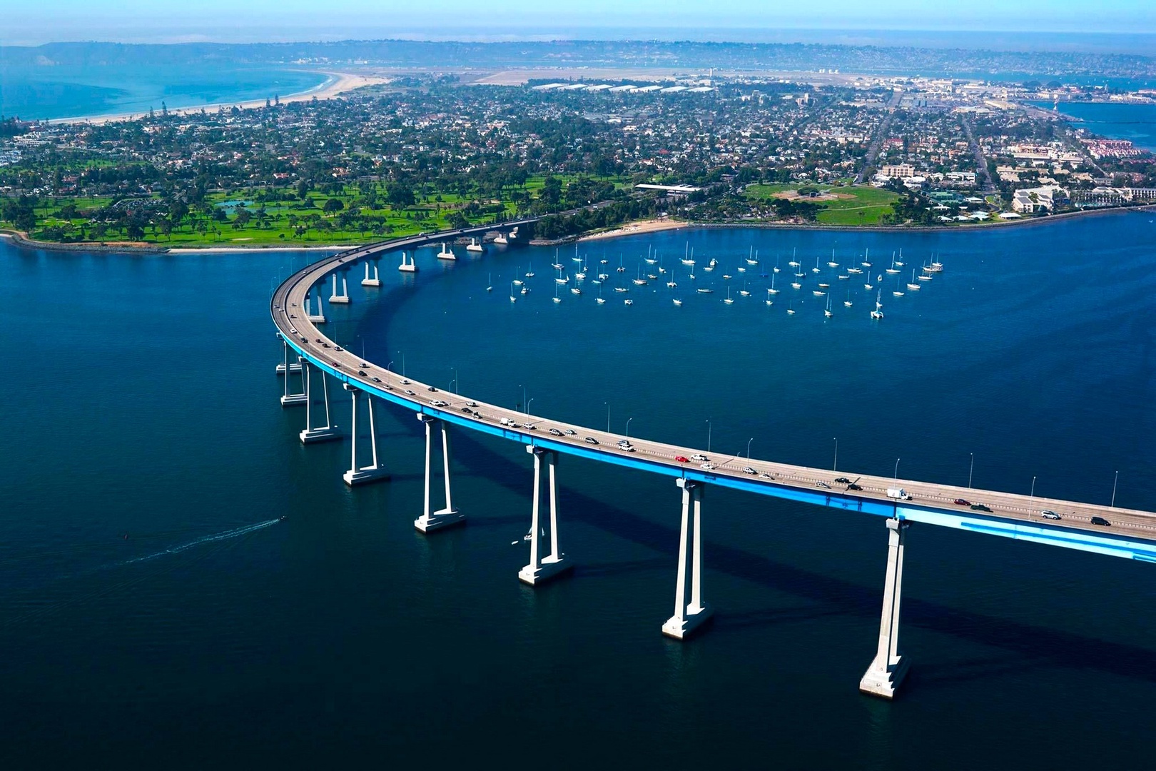 Iconic Coronado bridge from Downtown San Diego