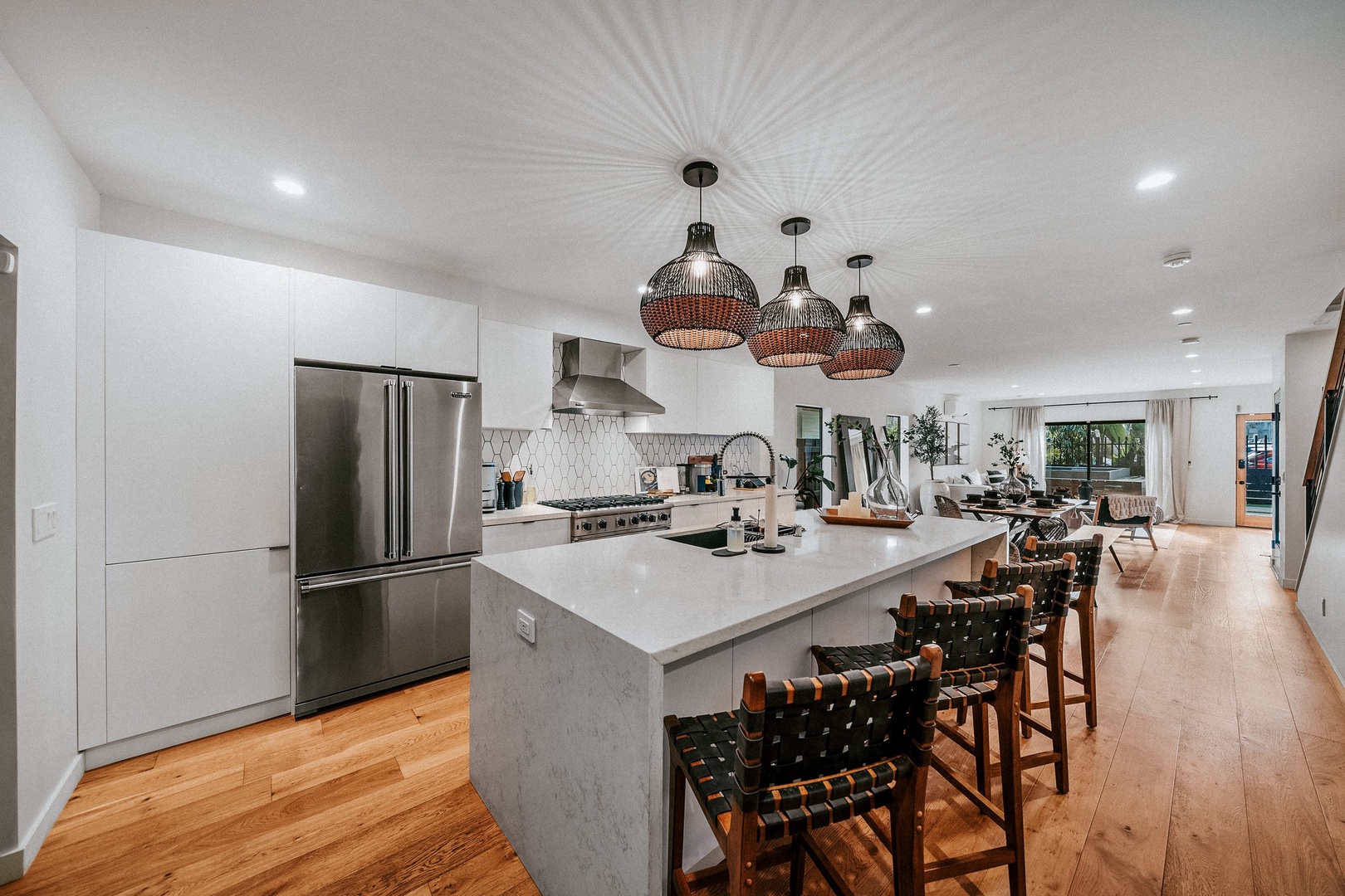 Sleek kitchen with stainless appliances