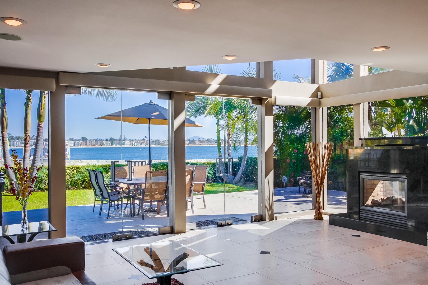 Living area with views of the bay