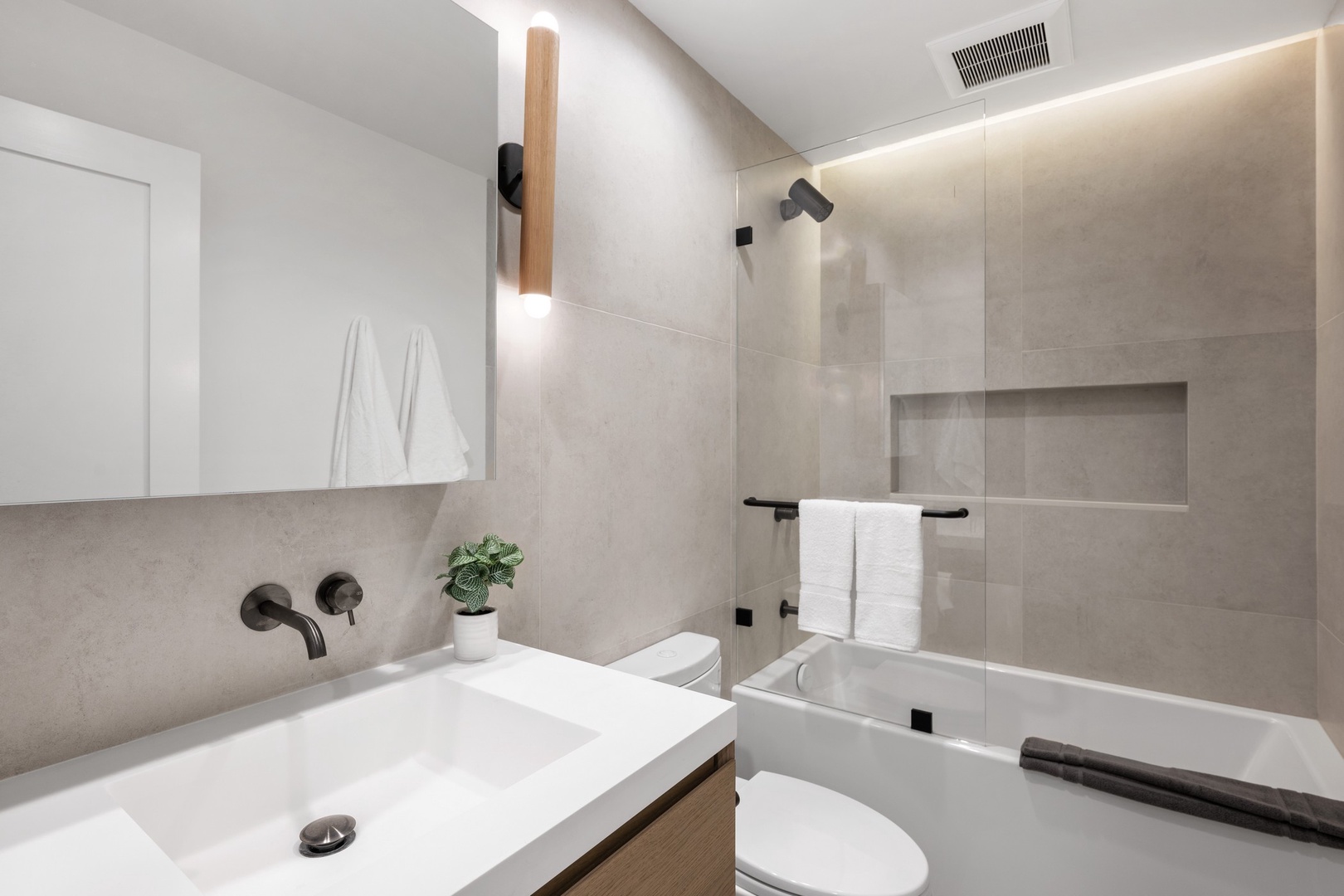 Hall bathroom with tub/shower combo