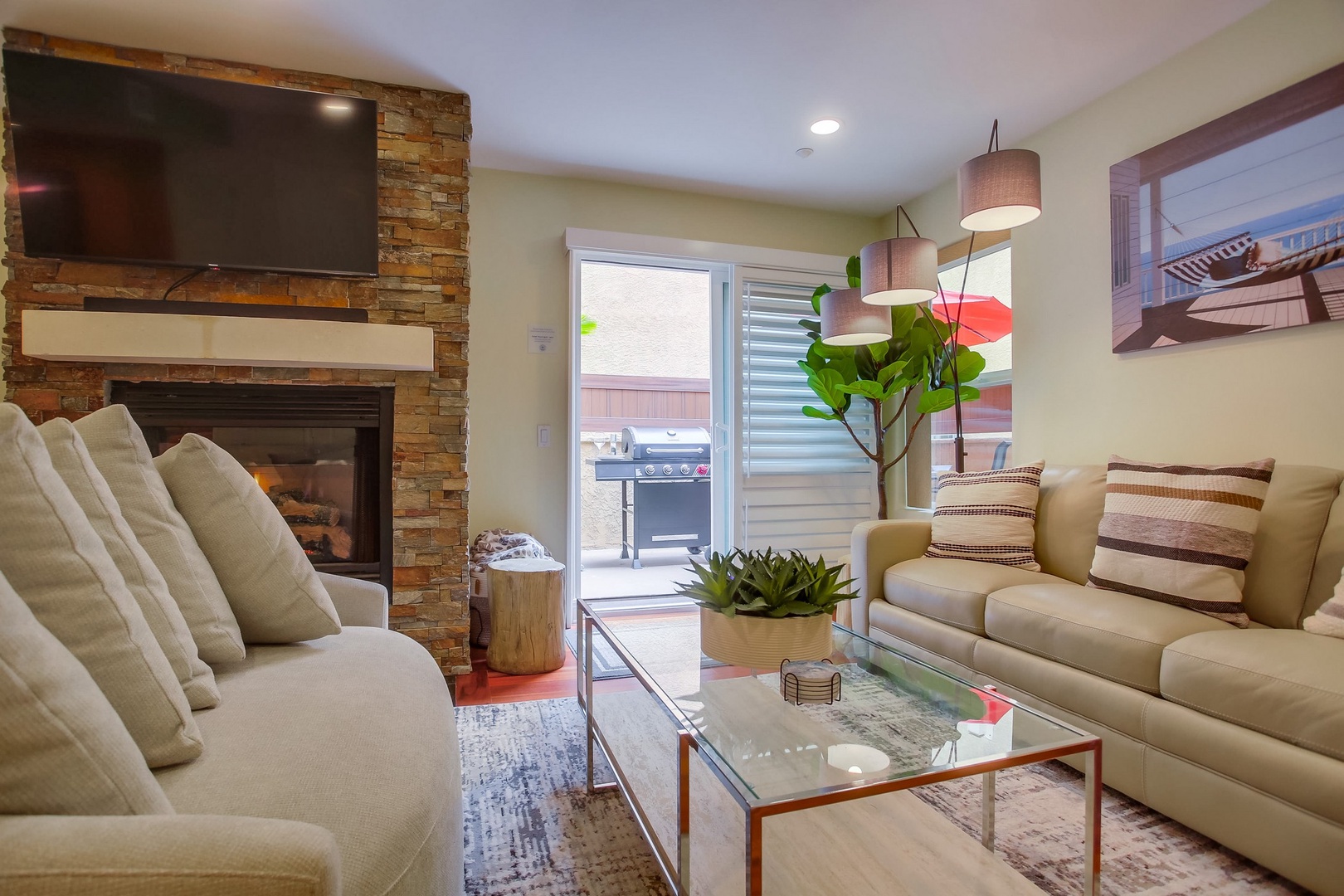 Private patio off living room