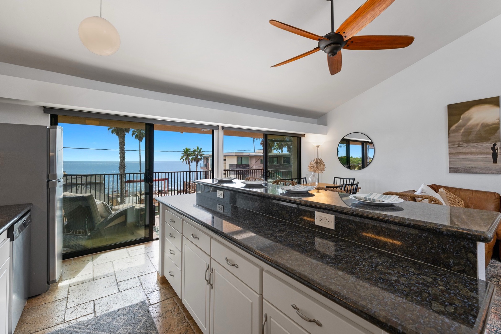 Granite counters and ocean views