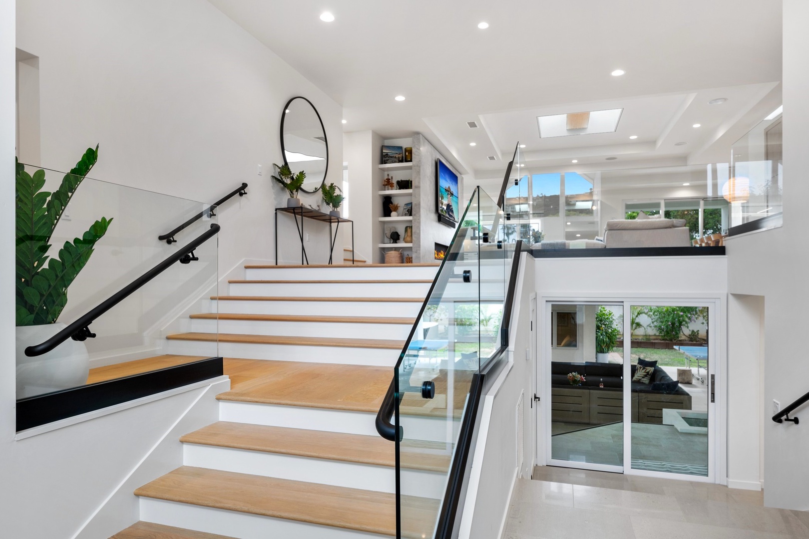 Elegant glass-paneled staircase