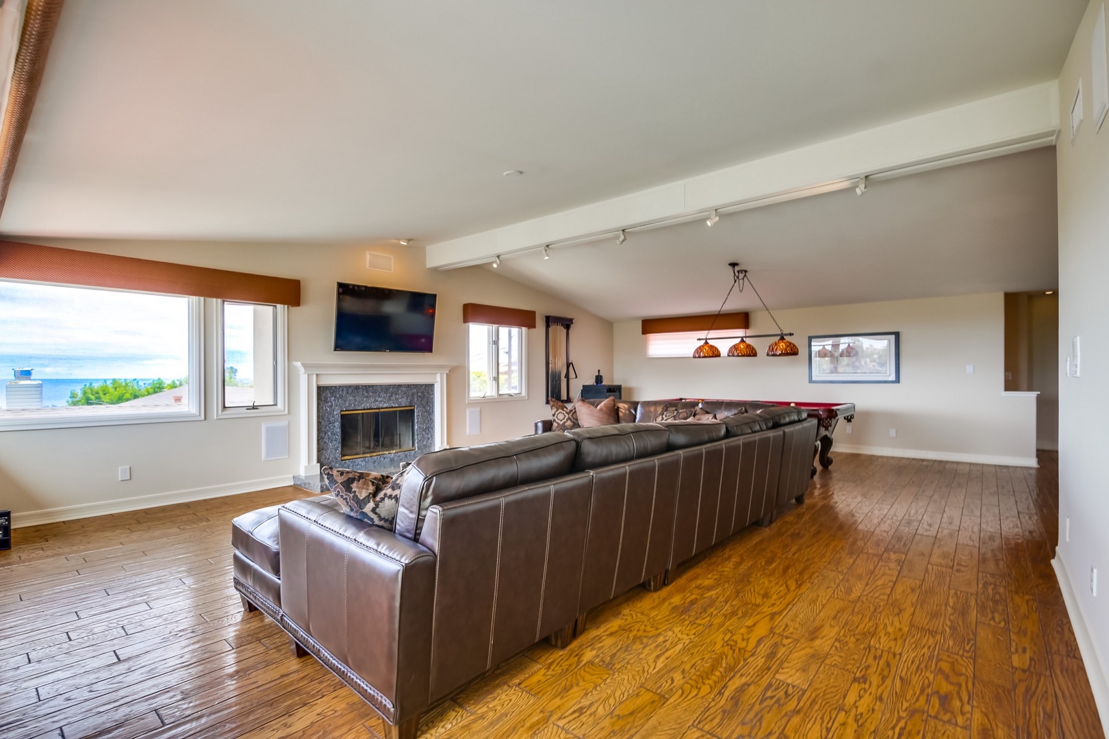 Living area with fireplace