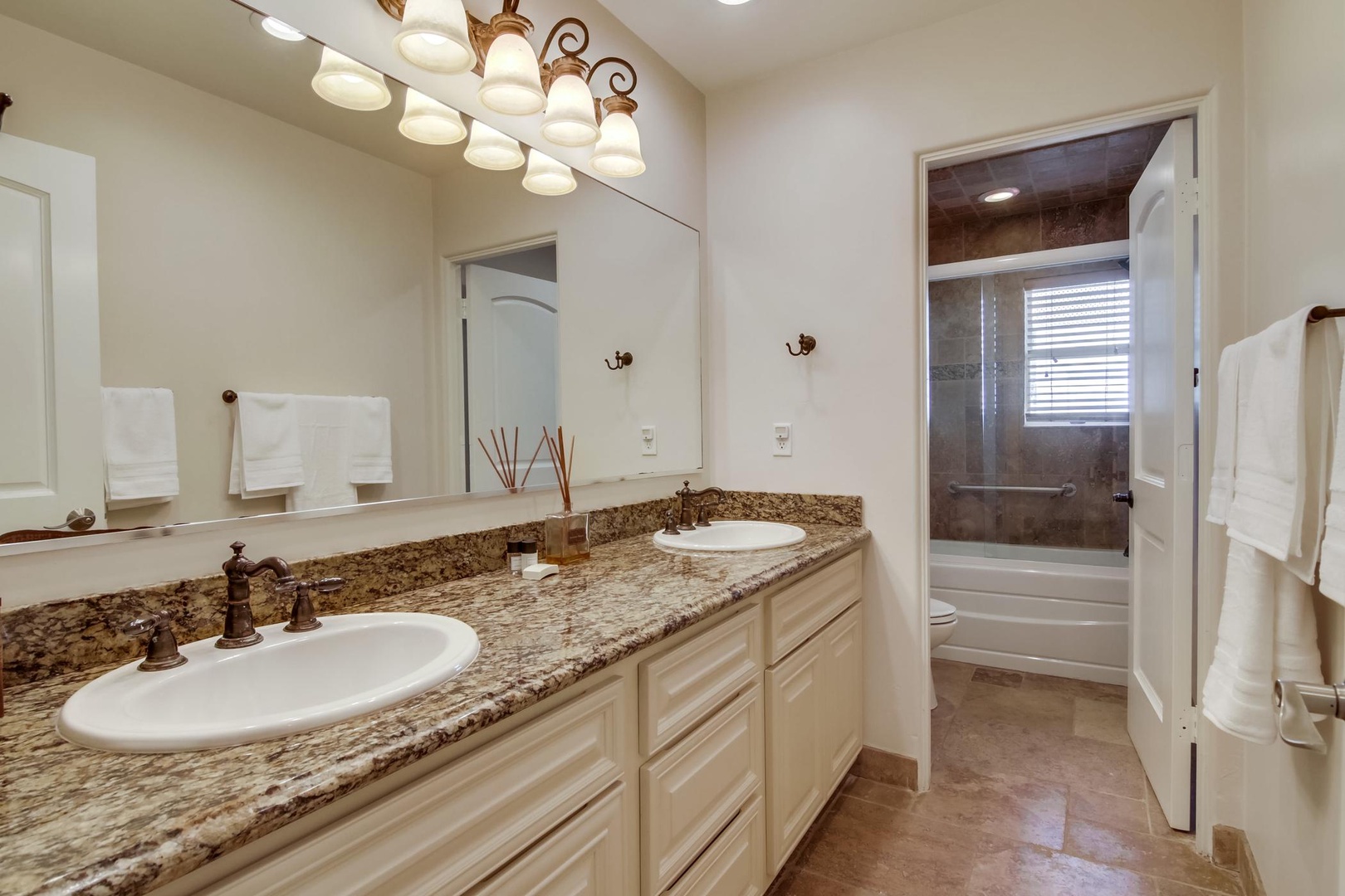 Hall bathroom 1 with dual sink vanity