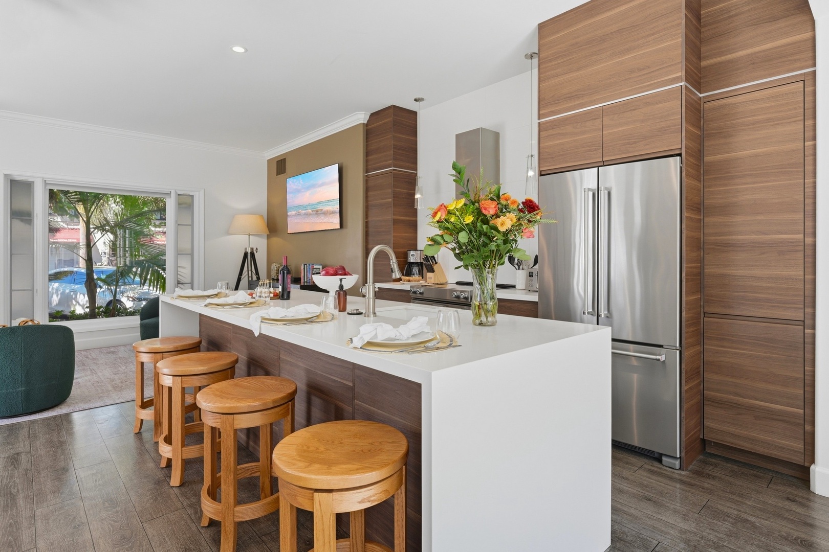 Villa 1 waterfall kitchen island
