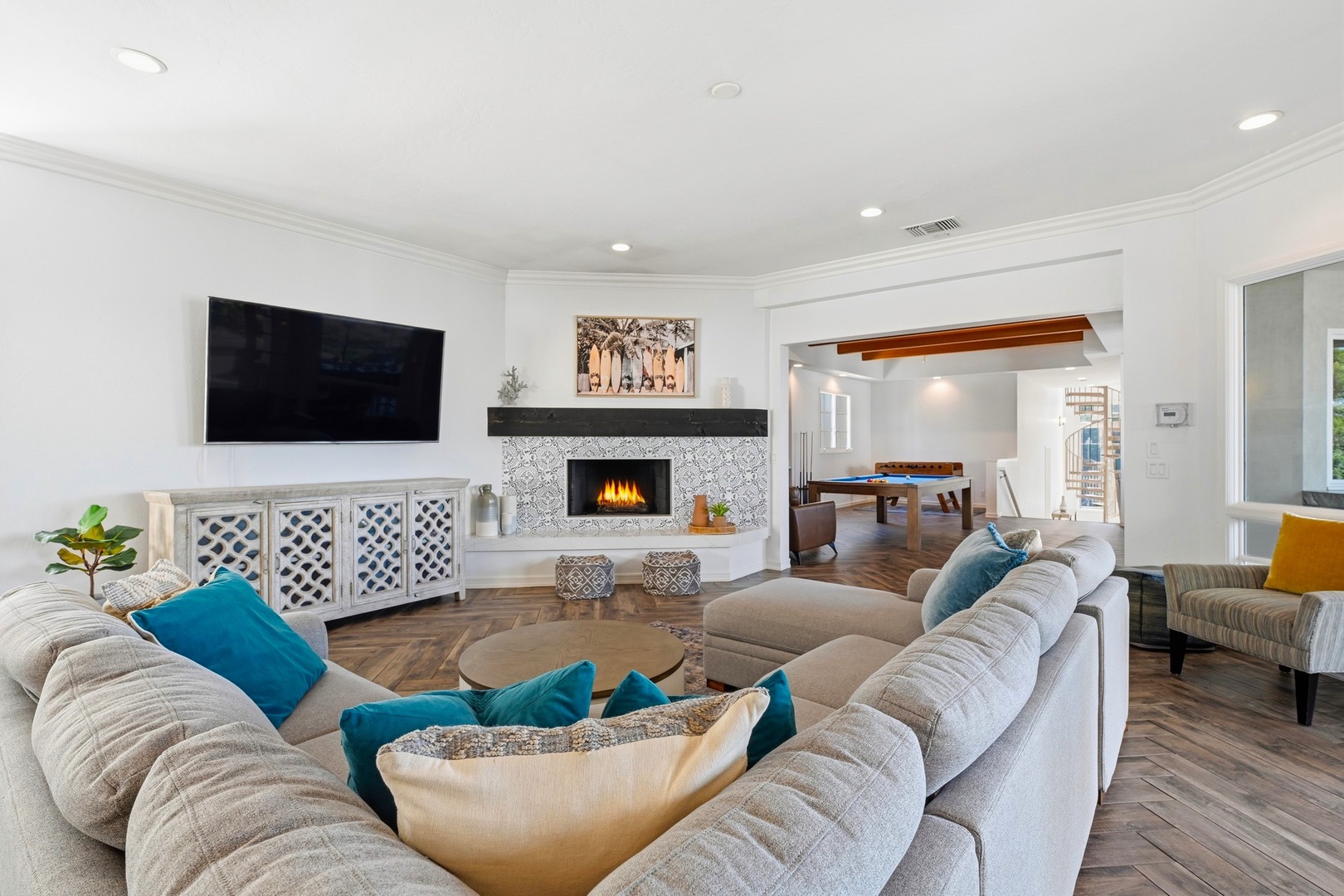 Family Room with TV and fireplace