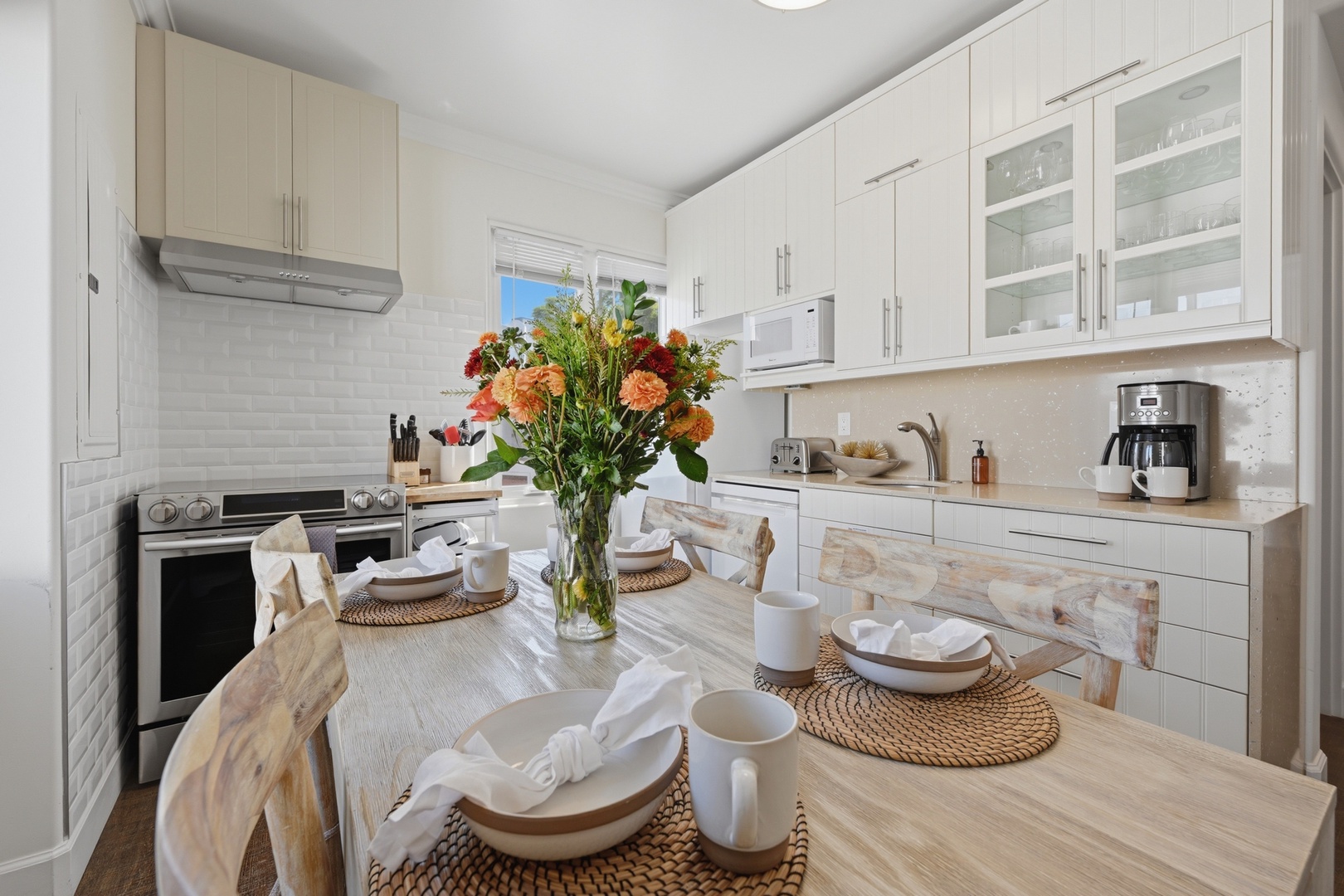 Enjoy morning coffee and home-cooked meals