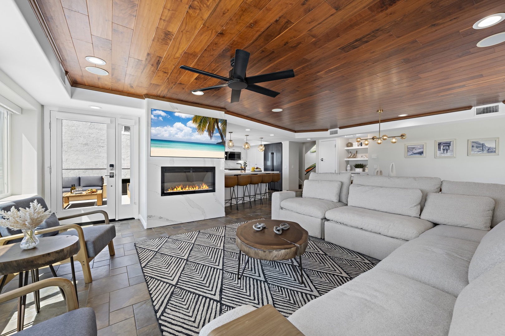 Fireplace and flat screen