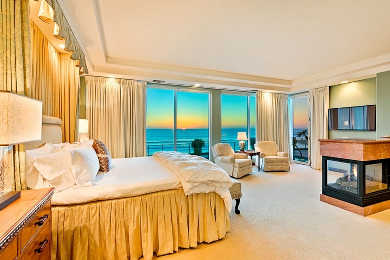 Bedroom 1 with king and fireplace