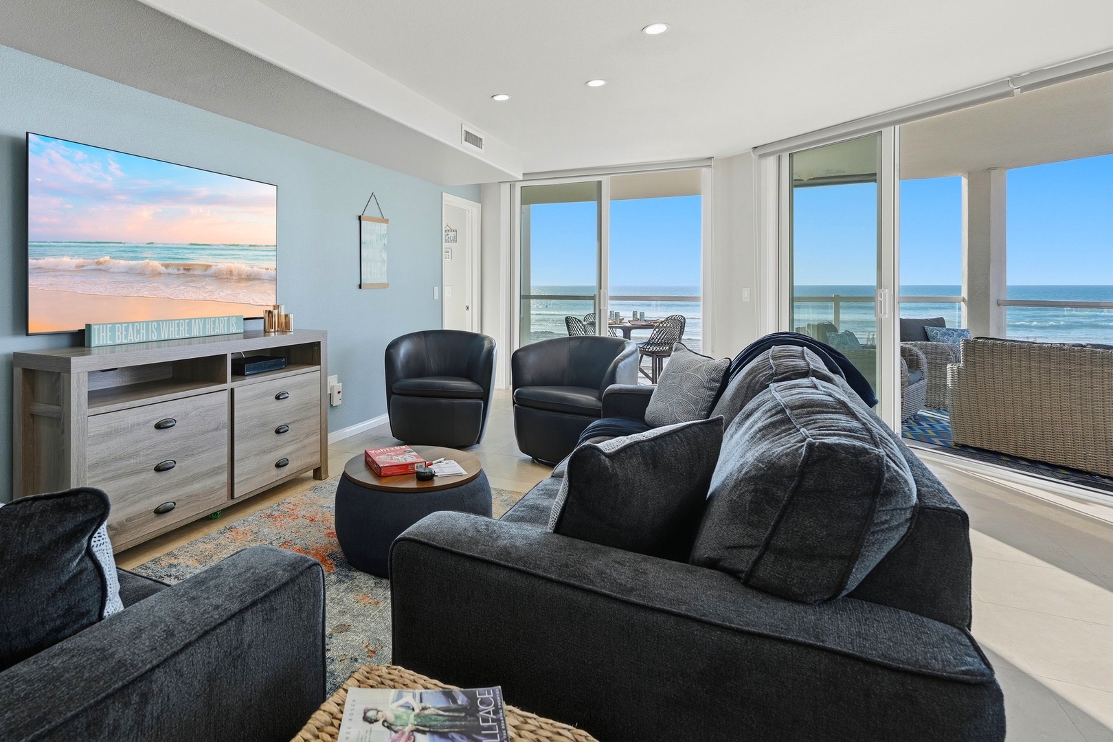 Ocean view living room area